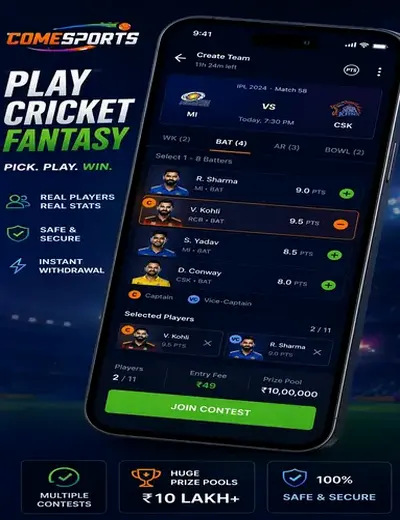 Cometowin (come to win) fantasy cricket & matchday visual 2